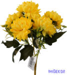  Krizantém 6 ágú selyemvirág csokor 28cm - Sárga
