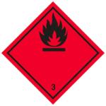 ADR 3 Osztály Gyúlékony Folyadékok Bárca, aluminium tábla, 300x300mm