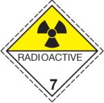 ADR 7D Osztály radioaktív anyagok bárca, aluminium, 250x250mm bárca 300x300mm táblán