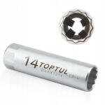 Toptul Gyertya dugókulcs 14mm 3/8" 12-SZÖGŰ Rugós, Rövid (BAAX1214)
