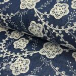  Pamutvászon JEANS EMBROIDERY Flora design C