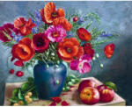 Art City Set goblen cu diamante, cu sasiu, Natura statica cu maci, 40x50 cm (DP041)