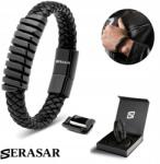 Serasar Serasar, Férfi bőr karkötő [Helix] Fekete, 20cm (8720254470238)