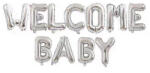 Flippy Set Baloane din Folie Metalizata, Flippy, Figurine Litere, Model Welcome Baby, Tema Aniversare, 40 cm, Ambalaj Individual, Pai inclus, Umflare cu Aer sau Heliu, Alb (teo-130980)