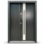 NOVO DOORS Usa metalica dubla de exterior cu izolatie si vizor Novo Doors NDA1D, Din compozit, 2 yale, Kit complet, Pentru case, Gri antracit cu gri deschis (NDA1D)