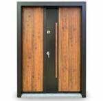 NOVO DOORS Usa metalica dubla de exterior cu izolatie si vizor Novo Doors NDA4D, Din compozit, 2 yale, Kit complet, Pentru case, Negru perlat cu Stejar auriu (NDA4D)