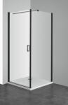 Sanotechnik ELITE BLACK szögletes sarok zuhanykabin lengőajtóval, 80 cm (T80B+F80B2)