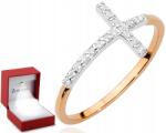 ZŁOCISTO Rózsaszín Arany Gyémánt gyűrű Gravírozás 0.585 (BC-036)
