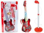 LEAN Toys Elektromos gitár mikrofonnal elemes állvány piros szett (20893)