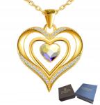 Mennica Świdnicka Nyaklánc Arany Ezüst 925 Medál Szív Kristály Női Celeb