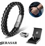 Serasar Serasar, Férfi Bőr Karkötő [Joy] Ezüst, 20cm (Joy)