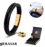 Serasar Serasar, Férfi Bőr Karkötő [Dupla] Arany Színű, 23cm (8719992933549)