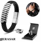 Serasar Serasar, Férfi Bőr Karkötő [Helix] Ezüst, 23cm (Ring)