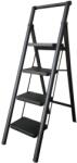 Strategic Distribution Group Scara din otel cu 4 trepte late de 30x20 cm pliabile, STRATEGIC, maxim 150 kg, vopsita Negru