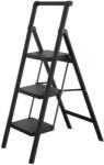 Strategic Distribution Group Scara din otel cu 3 trepte late de 30x20 cm pliabile, STRATEGIC, maxim 150 kg, vopsita Negru