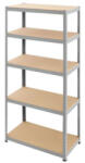 STRATEGIC Raft metalic 4 polite MDF 150x70x30cm 200kg/polita, STRATEGIC, montaj fara surub prin clipsare, cadru metalic din otel zincat, fabricat in UE Raft