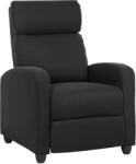 Homcom Kézzel Dőthető Relax Fotel Lábtartóval és Párnázott Lenhatású Szövettel, Fekete