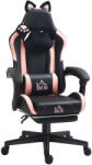 HomCom ergonomikus gamer szék macskafülekkel, rózsaszín