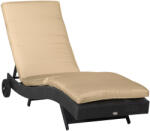 Outsunny kerti napozóágy PE rattanból, napozóágy állítható háttámlával és párnázott ülőpárnával, 207x70x70cm, fekete