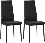 HomCom 2 db-os kárpitozott étkezőszék szett magas háttámlával, csúszásgátló talppal és acél lábakkal, 41x50x97 cm, fekete