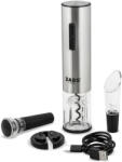ZASS Gourmet ZEWS 03 elektromos bornyitó készlet, ABS és PC anyagok, USB töltés, fóliavágó tartozék, csepegtető és vákuumdugó, ezüst