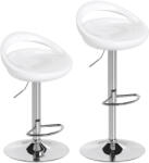 Homcom 2 db-os forgó bárszék szett lábtartóval és állítható magassággal, 46x41x76-96 cm, fehér