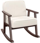 Homcom Beltéri Hintaszék Vászon és Fa Hatású Kivitelben Karfákkal és Párnákkal, 66x78x76 cm, Bézs és Barna