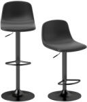 Homcom 2 darabos bárszék szett háttámlával és állítható magassággal, fekete műbőrből