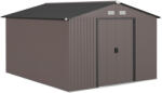 Outsunny Kerti Fészer 8, 3m2 Horganyzott Acél, Dupla Tolóajtók, 277x322x192 cm, Barna