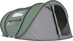 Outsunny 2 személyes felállítható kempingsátor 2 ajtóval, 4 ablakkal és vízálló tetővel, 263, 5x220x123 cm, zöld