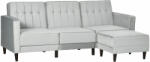 Homcom 3 személyes, kihúzható kanapé ülőkével és dönthető háttámlával, bársony kárpitozás és párnázott ülőfelület, 218x85x86 cm, szürke
