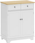 Homcom konyhai tálalószekrény 2 ajtóval és 2 fiókkal, fehér és fa