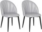 HomCom 2 db-os műbőr szék szett acél lábakkal és formázott háttámlával, 52x54x79 cm, világos szürke