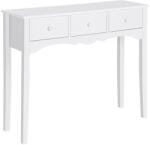 Homcom Modern konzolasztal 3 fiókkal, MDF előszobai konzolasztal, előszobába, étkezőbe, 100x32x85 cm, fehér