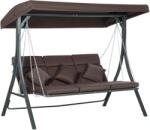 Outsunny 3 személyes kerti hinta, állítható ponyvával és 3 párnával, 198x118x168 cm, barna