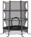 HomCom trambulin 3-10 éves gyermekeknek biztonsági hálóval, rugalmas felülettel és párnázott rudakkal, Ø163x190 cm, fekete