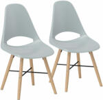 HomCom 2 db-os műanyag és fa konyhai szék szett, skandináv stílusú, szürke