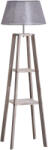 HomCom Fa Állólámpa Textil Lámpaernyővel, Szürke