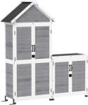 Outsunny Kerti Szerszámos Fészer Szekrénnyel és Állítható Polcokkal, 89x51x182 cm, Világosszürke