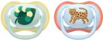 Philips Suzete Philips Avent - Ultra Air, 0-6 luni, cu cutie, 2 buc, leopard albastru/omidă verde (SCF087/02)