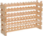 Homcom Fenyőfa palacktartó 6 polccal 72 palackhoz, 114x28x85 cm, Natúr fa