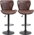 Homcom 2 db-os bárszék szett állítható magassággal, forgó üléssel és lábtartóval, 46, 5x54x88-108 cm, barna