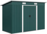 Outsunny Acél Kerti Fészer 2 Tolóajtóval, 255x131x160-182 cm, Zöld
