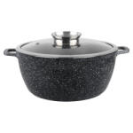 Voltz Cratita cu capac Oliver Voltz OV54318C26, Ø26x12 cm, 5.5 L, Aluminiu turnat, Finisaj marmura ceramica, Negru (OV54318C26)
