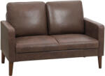 Homcom kétszemélyes kanapé bőrhatású szövettel és barna falábakkal