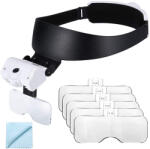  Nagyító Fejpánt LED Lámpával és 4 Cserélhető Lencsével - Fekete - fizz - 6 990 Ft