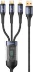 USAMS SJ582USB01 3 az 1 ben (micro usb, lightning, usb-c) gyorstöltő szövet kábel LCD kijlezővel (SJ582USB01)