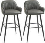 Homcom 2 db-os bárszék szett PU bőrből, magas bárszék lábtartóval, 52x53x99 cm, sötétszürke