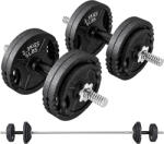  SPORTNOW 2 az 1-ben súlyzókészlet 42 kg 14 tárcsával, rúddal és kézi súlyzókkal, acél, 180x24x24 cm, fekete