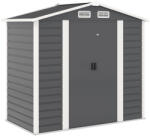 Outsunny Acéllemez Kerti Fészer 4 Szellőzőnyílással és 2 Tolóajtóval, 213x120x194 cm, Sötétszürke